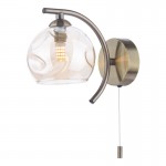 Nakita - Antique Brass Wall Lamp with Amber Dimpled Glass Nakita - Antique Brass Wall Lamp with Amber Dimpled Glass