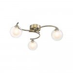 Nakita - Antique Brass 3 Light Semi Flush with Double Glass Nakita - Antique Brass 3 Light Semi Flush with Double Glass