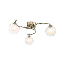 Nakita - Antique Brass 3 Light Semi Flush with Double Glass Nakita - Antique Brass 3 Light Semi Flush with Double Glass