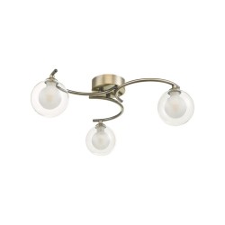 Nakita - Antique Brass 3 Light Semi Flush with Double Glass Nakita - Antique Brass 3 Light Semi Flush with Double Glass