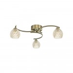 Nakita - Antique Brass 3 Light Semi Flush with Dimpled Glass Nakita - Antique Brass 3 Light Semi Flush with Dimpled Glass