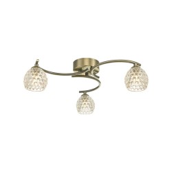 Nakita - Antique Brass 3 Light Semi Flush with Dimpled Glass Nakita - Antique Brass 3 Light Semi Flush with Dimpled Glass