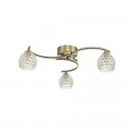 Nakita - Antique Brass 3 Light Semi Flush with Dimpled Glass Nakita - Antique Brass 3 Light Semi Flush with Dimpled Glass