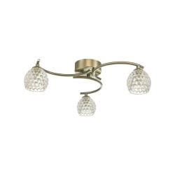 Nakita - Antique Brass 3 Light Semi Flush with Dimpled Glass Nakita - Antique Brass 3 Light Semi Flush with Dimpled Glass