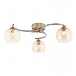 Nakita - Antique Brass 3 Light Semi Flush with Amber Dimpled Glass Nakita - Antique Brass 3 Light Semi Flush with Amber Dimpled Glass