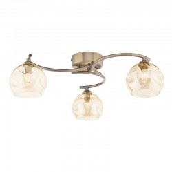 Nakita - Antique Brass 3 Light Semi Flush with Amber Dimpled Glass Nakita - Antique Brass 3 Light Semi Flush with Amber Dimpled Glass