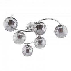 Nakita - Chrome 6 Light Semi Flush with Smoked Mirrored Dimpled Glass Nakita - Chrome 6 Light Semi Flush with Smoked Mirrored Dimpled Glass
