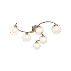 Nakita - Antique Brass 6 Light Semi Flush with Double Glass Nakita - Antique Brass 6 Light Semi Flush with Double Glass