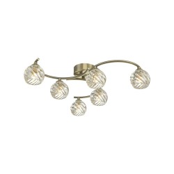 Nakita - Antique Brass 6 Light Semi Flush with Twisted Glass Nakita - Antique Brass 6 Light Semi Flush with Twisted Glass
