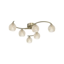 Nakita - Antique Brass 6 Light Semi Flush with Dimpled Glass Nakita - Antique Brass 6 Light Semi Flush with Dimpled Glass