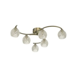 Nakita - Antique Brass 6 Light Semi Flush with Dimpled Glass Nakita - Antique Brass 6 Light Semi Flush with Dimpled Glass