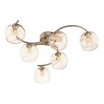 Nakita - Antique Brass 6 Light Semi Flush with Amber Dimpled Glass Nakita - Antique Brass 6 Light Semi Flush with Amber Dimpled Glass