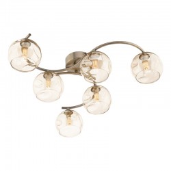 Nakita - Antique Brass 6 Light Semi Flush with Amber Dimpled Glass Nakita - Antique Brass 6 Light Semi Flush with Amber Dimpled Glass