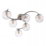 Nakita - Antique Brass 6 Light Semi Flush with Amber Dimpled Glass Nakita - Antique Brass 6 Light Semi Flush with Amber Dimpled Glass