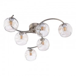 Nakita - Antique Brass 6 Light Semi Flush with Amber Dimpled Glass Nakita - Antique Brass 6 Light Semi Flush with Amber Dimpled Glass