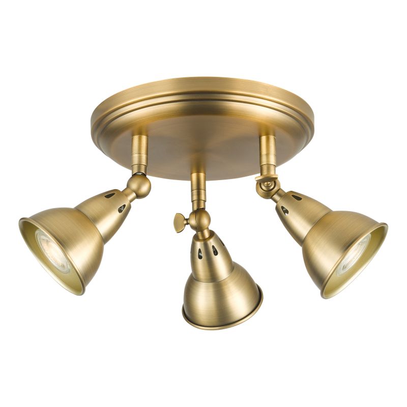 Dar-NAT7642 - Nathaniel - Aged Brass 3 Light Spotlights