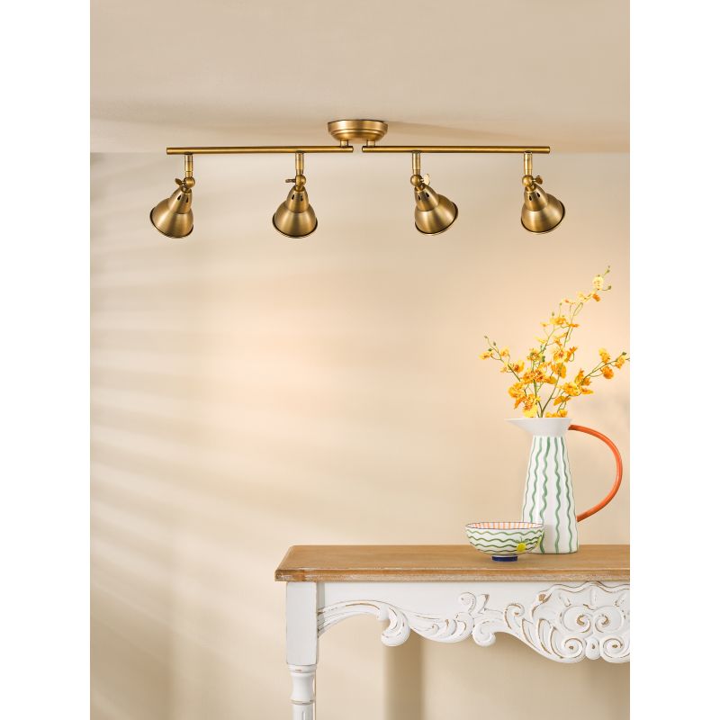 Dar-NAT8442 - Nathaniel - Aged Brass 4 Light Spotlights