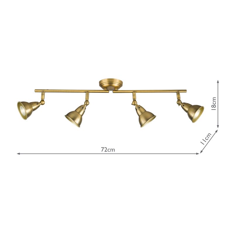 Dar-NAT8442 - Nathaniel - Aged Brass 4 Light Spotlights