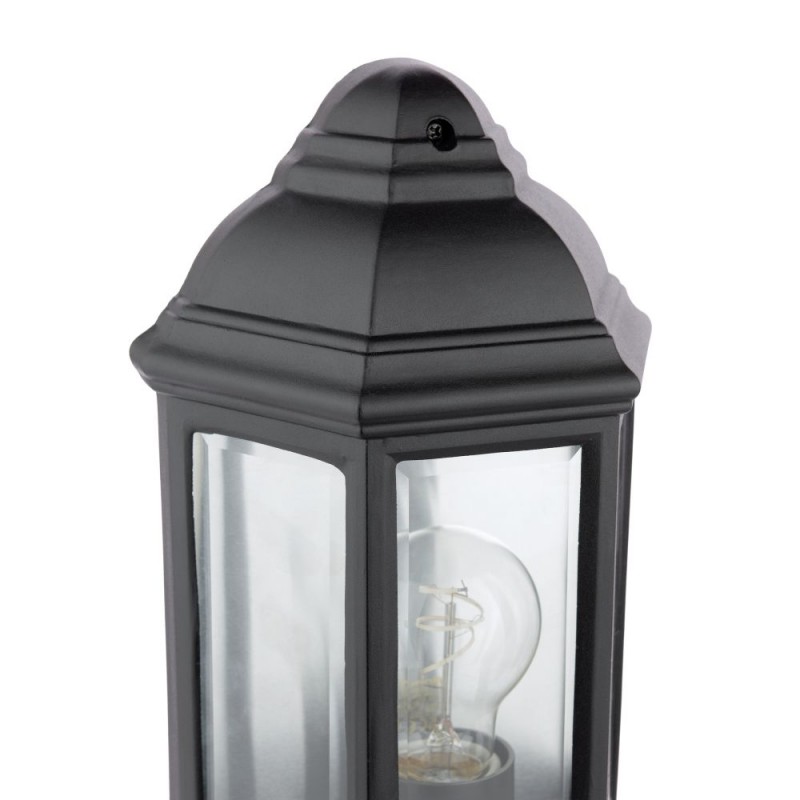 Dar-NEL2122 - Nelson - Traditional Matt Black Half Wall Lamp with Clear Glass IP44