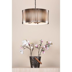 Netra - Satin Bronze 3 Light Pendant with Ivory Inner Shade