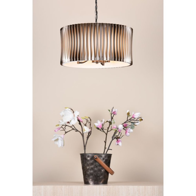 Dar-NET0363 - Netra - Satin Bronze 3 Light Pendant with Ivory Inner Shade