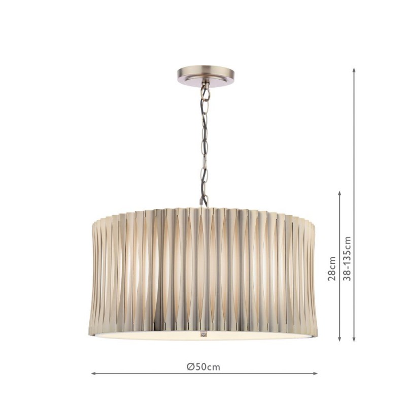 Dar-NET0363 - Netra - Satin Bronze 3 Light Pendant with Ivory Inner Shade