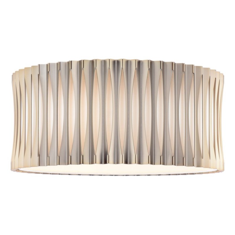 Dar-NET5363 - Netra - Satin Bronze 3 Light Flush with Ivory Inner Shade