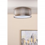 Netra - Satin Bronze 3 Light Flush with Ivory Inner Shade