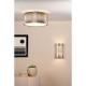 Dar-NET5363 - Netra - Satin Bronze 3 Light Flush with Ivory Inner Shade