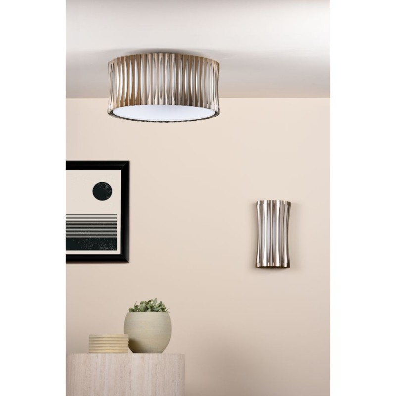 Dar-NET5363 - Netra - Satin Bronze 3 Light Flush with Ivory Inner Shade