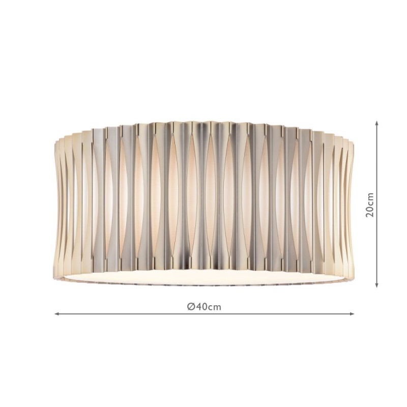 Dar-NET5363 - Netra - Satin Bronze 3 Light Flush with Ivory Inner Shade