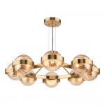 Ophira - Antique Gold 8 Light Centre Fitting with Amber Ribbed Glass