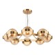 Dar-OPH0835 - Ophira - Antique Gold 8 Light Centre Fitting with Amber Ribbed Glass