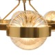 Dar-OPH0835 - Ophira - Antique Gold 8 Light Centre Fitting with Amber Ribbed Glass