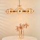 Dar-OPH0835 - Ophira - Antique Gold 8 Light Centre Fitting with Amber Ribbed Glass