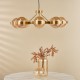 Dar-OPH0835 - Ophira - Antique Gold 8 Light Centre Fitting with Amber Ribbed Glass