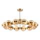 Dar-OPH1235 - Ophira - Antique Gold 12 Light Centre Fitting with Amber Ribbed Glass