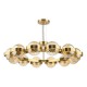 Dar-OPH1235 - Ophira - Antique Gold 12 Light Centre Fitting with Amber Ribbed Glass