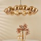 Dar-OPH1235 - Ophira - Antique Gold 12 Light Centre Fitting with Amber Ribbed Glass