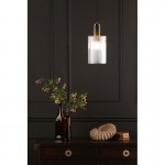 Nikolas - Aged Brass Pendant with Cylinder Ribbed Glass Nikolas - Aged Brass Pendant with Cylinder Ribbed Glass