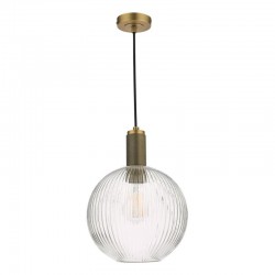 Nikolas - Aged Brass Pendant with Round Ribbed Glass Nikolas - Aged Brass Pendant with Round Ribbed Glass