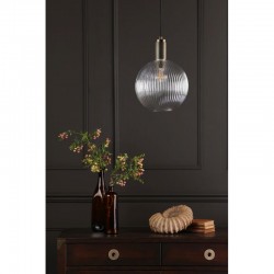 Nikolas - Aged Brass Pendant with Round Ribbed Glass Nikolas - Aged Brass Pendant with Round Ribbed Glass