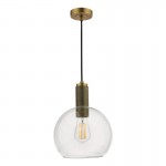 Nikolas - Aged Brass Pendant with Clear Round Glass  Nikolas - Aged Brass Pendant with Clear Round Glass