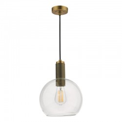 Nikolas - Aged Brass Pendant with Clear Round Glass  Nikolas - Aged Brass Pendant with Clear Round Glass