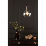 Nikolas - Aged Brass Pendant with Clear Round Glass  Nikolas - Aged Brass Pendant with Clear Round Glass