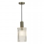 Nikolas - Antique Chrome Pendant with Cylinder Ribbed Glass Nikolas - Antique Chrome Pendant with Cylinder Ribbed Glass