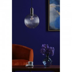 Nikolas - Antique Chrome Pendant with Round Ribbed Glass Nikolas - Antique Chrome Pendant with Round Ribbed Glass