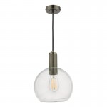 Nikolas - Antique Chrome Pendant with Clear Round Glass Nikolas - Antique Chrome Pendant with Clear Round Glass