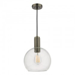 Nikolas - Antique Chrome Pendant with Clear Round Glass Nikolas - Antique Chrome Pendant with Clear Round Glass