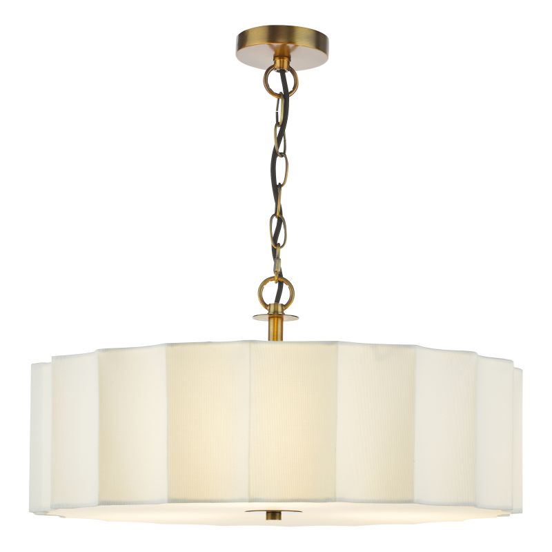 Dar-NOU0363 - Noura - Bronze 3 Light Pendant with Ivory Shade & White Diffuser